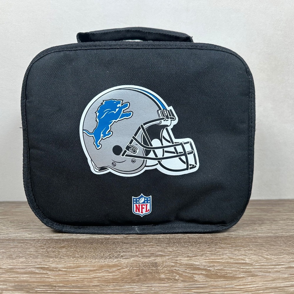 Detroit Lions NFL Insulated Lunch Box Cooler Bag Black Football Helmet